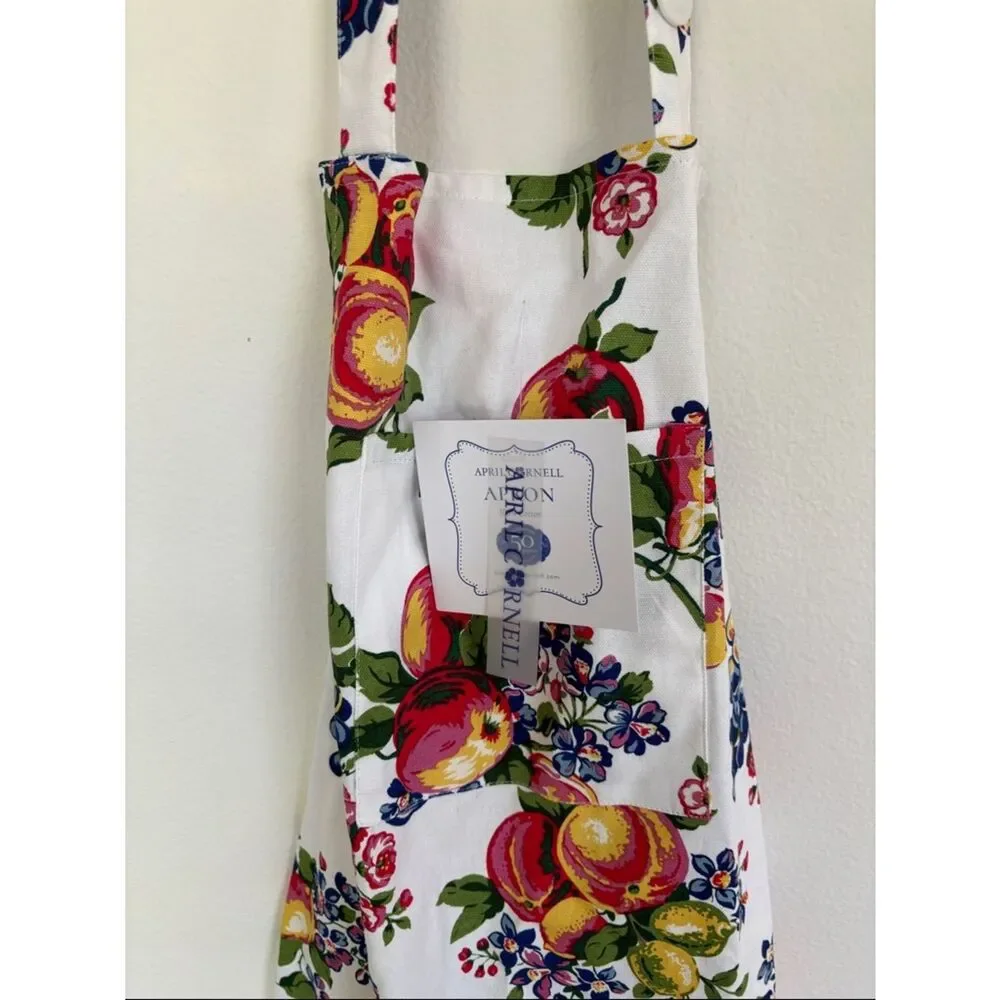 NWT April Cornell Full Apron Fruit Floral Print 100% Cotton